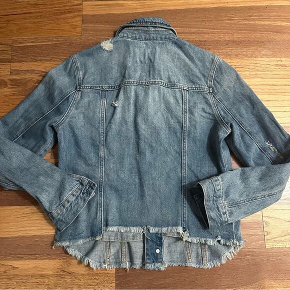 Blank NYC Heavily Distressed Denim Jean Jacket, Medium Wash, Small - Picture 10 of 16